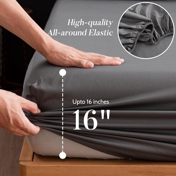 Sheet Set Sateen Weave 4 Piece Bedding Set with Cooling Effect Extra Soft - Picture 4 of 5